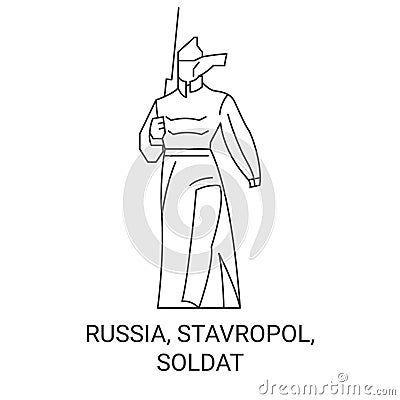 Russia, Stavropol, Soldat travel landmark vector illustration Vector Illustration