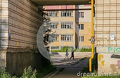 Russia, Syktyvkar, Komi Republic, expressive architecture of the city close-up, modern houses and old buildings, the contrast of t Editorial Stock Photo