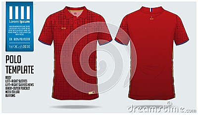 Russia Team Polo t-shirt sport template design for soccer jersey, football kit or sportswear. Classic collar sport uniform. Vector Illustration