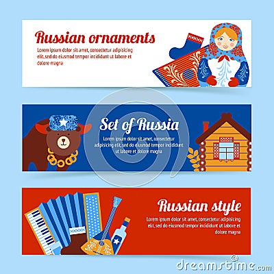 Russia travel banner set Vector Illustration
