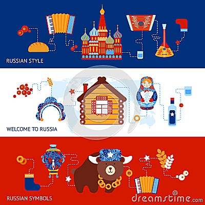 Russia travel banner set Vector Illustration