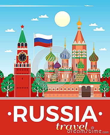 Russia Travel Poster Vector Illustration