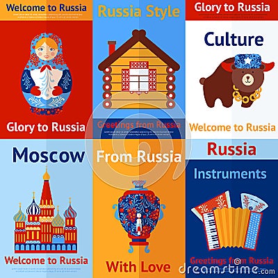 Russia travel retro poster Vector Illustration