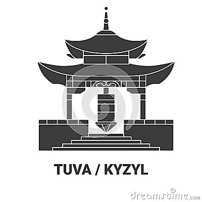 Russia, Tuva, Kyzyl travel landmark vector illustration Vector Illustration