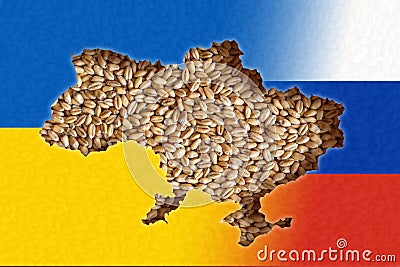 Russia Ukrainie war conflict and Ukraine wheat export crisis concept. World grain crisis concept Stock Photo