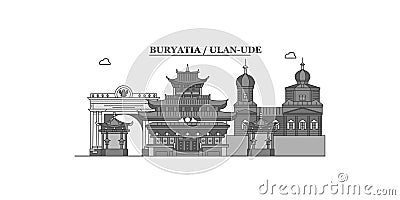 Russia, Ulan-Ude city skyline isolated vector illustration, icons Vector Illustration