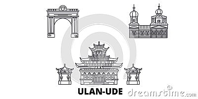 Russia, Ulan Ude line travel skyline set. Russia, Ulan Ude outline city vector illustration, symbol, travel sights Vector Illustration