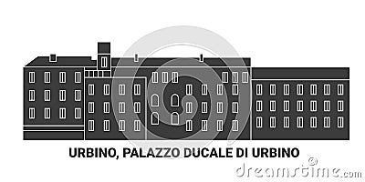 Russia, Urbino, Palazzo Ducale Di Urbino, travel landmark vector illustration Vector Illustration