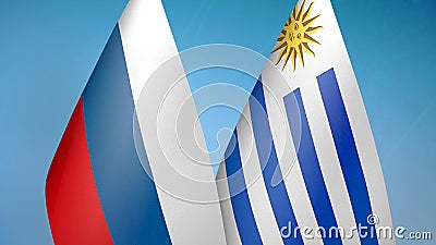 Russia and Uruguay two flags Stock Photo