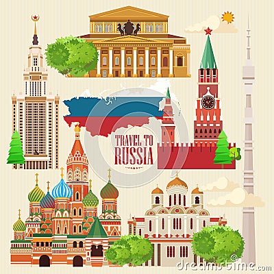 Russia vector banner. Russian poster. Travel to Russia Vector Illustration