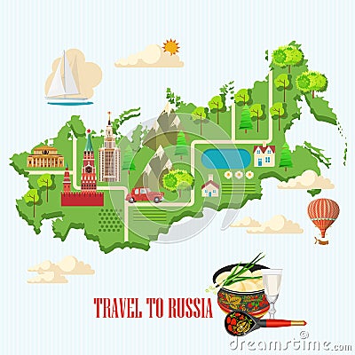 Russia vector poster. Russian background with city landmark. Travel concept. Vector Illustration