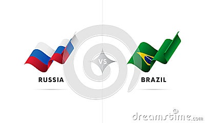 Russia versus Brazil. Football. Vector illustration. Stock Photo