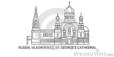 Russia, Vladikavkaz, St. George's Cathedral, travel landmark vector illustration Vector Illustration