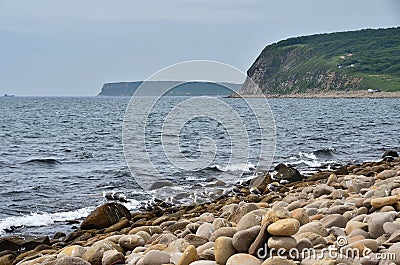 Russia, Vladivostok, Bay of Akhlestyshev on Russkiy island in July Stock Photo