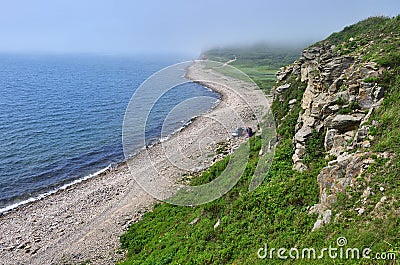 Russia, Vladivostok, Bay of Akhlestyshev on Russkiy island in summer day Stock Photo