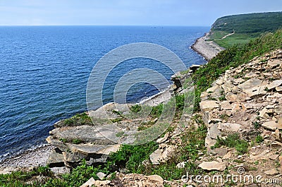 Russia, Vladivostok, Bay of Akhlestyshev on Russkiy island in summer day Stock Photo