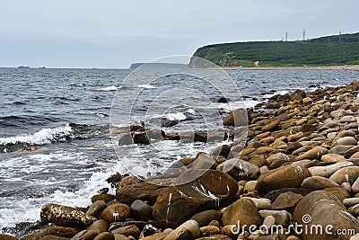 Russia, Vladivostok, coast of Akhlestyshev bay on Russkiy island in the summer Stock Photo