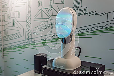 Russia, Vladivostok, September 12, 2018: Artificial intelligence, a robot that can talk Editorial Stock Photo