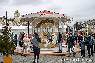 RUSSIA, VORONEY-02.01.2020: Solemn celebration of the New Year in the main square Editorial Stock Photo