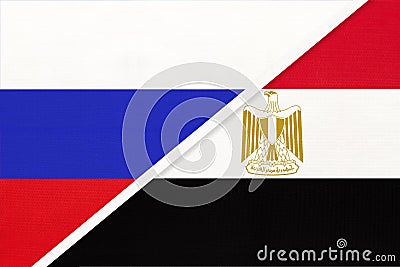 Russia vs Egypt symbol of two national flags. Relationship between African and Asian countries Stock Photo