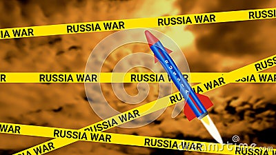 russia war streeps with Russian missile Cartoon Illustration