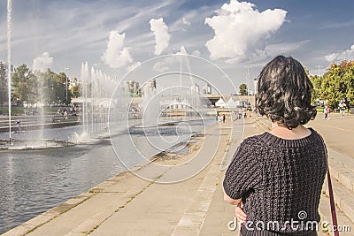 Russia. Yekaterinburg. Dam city pond in the historic Park Editorial Stock Photo