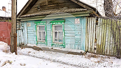 House is Made of Old Timber, House of Logs, The House is Assembled from Wooden Logs Editorial Stock Photo