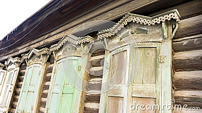 House is Made of Old Timber, House of Logs, The House is Assembled from Wooden Logs Editorial Stock Photo