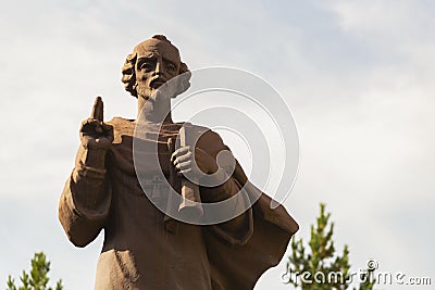 Monument to John Chrysostom in the Pavel Bazhov Mountain Park on a summer day Editorial Stock Photo