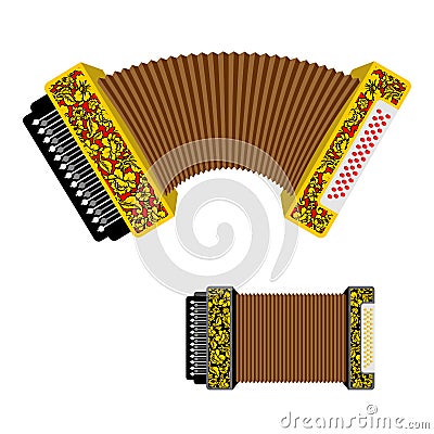 Russian accordion musical instrument. harmonic National folk ju Vector Illustration