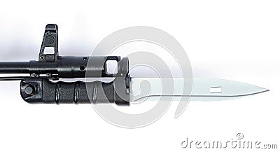 Russian AK74 bayonet fitted to Kalashnikov Stock Photo