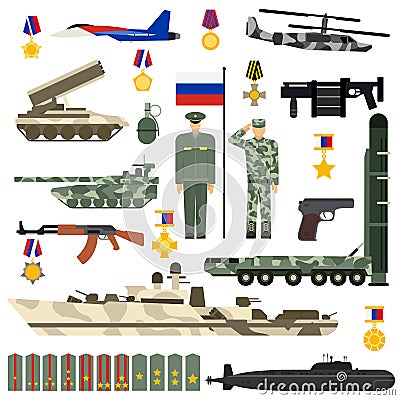 Russian Army vector set. Vector Illustration