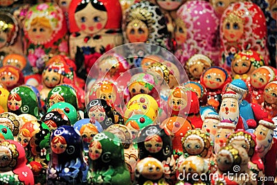 Russian Babushka doll at market in Russia Stock Photo