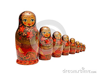 Russian Babushka dolls isolated Stock Photo