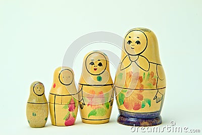Russian babushka dolls on white background Stock Photo