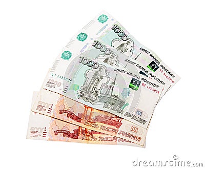 Russian banknotes one thousand and five thousand Stock Photo