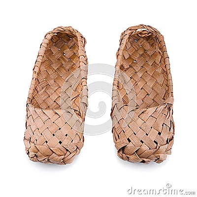 Russian bast shoes Stock Photo