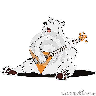 Russian bear plays on balalaika Stock Photo