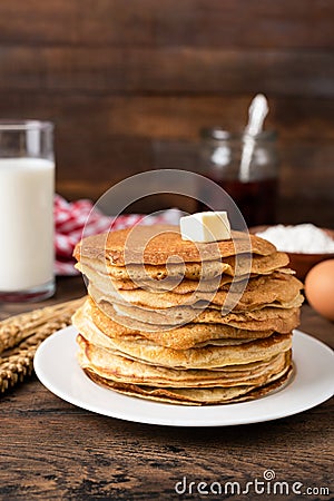 Russian Blini With Butter, Jam Stock Photo