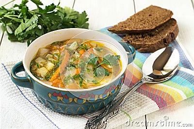 Russian cabbage soup Stock Photo