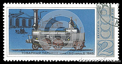 Russian Cargo locomotive 1845 Editorial Stock Photo