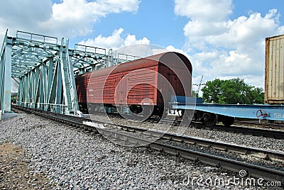 Russian cargo train Editorial Stock Photo