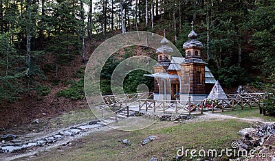 Russian Chapel below the Vrsic pass in Julian Alps Stock Photo