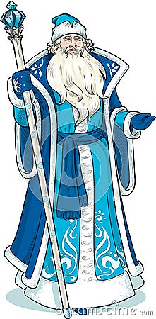 Russian Christmas Character Father Frost in blue Vector Illustration