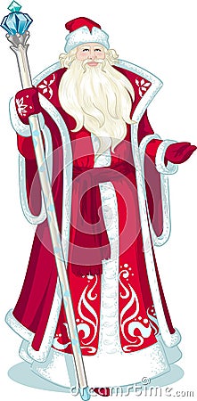 Russian Christmas Character Father Frost in blue Vector Illustration