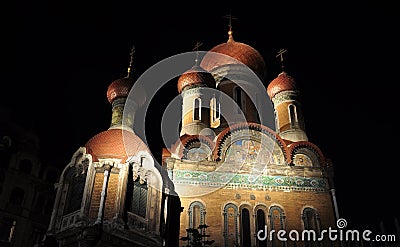 Russian church at night Stock Photo