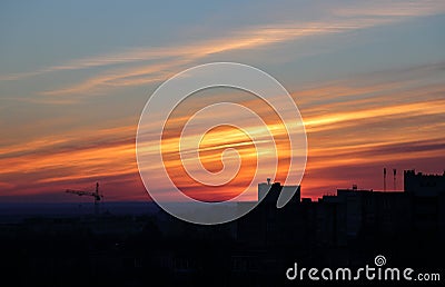 City in the dawning sky Stock Photo