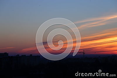 City in the dawning sky Stock Photo