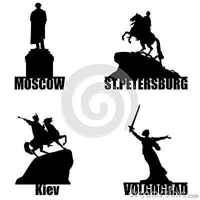 Russian city symbol silhouette set Vector Illustration