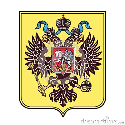 Russian coat of arms double-headed eagle logo isolated Vector Illustration